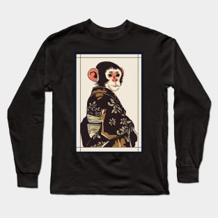 Monkey japanese with kimono vintage Long Sleeve T-Shirt